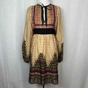 Vintage Y2K Betsey Johnson Dress Size 2 Puff Sleeves Boho Cottagecore Peasant